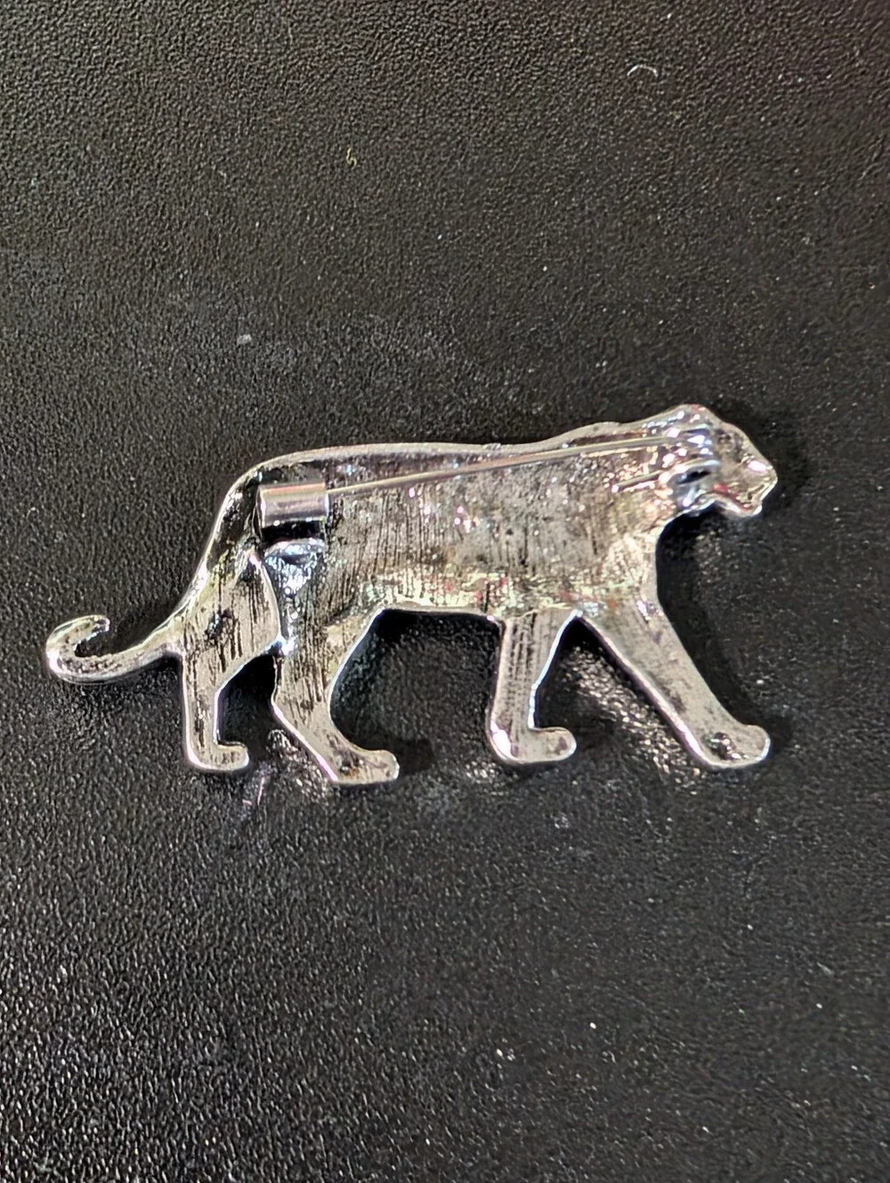 Rhinestone Tiger Brooch - Silver Crystal Animal Pin